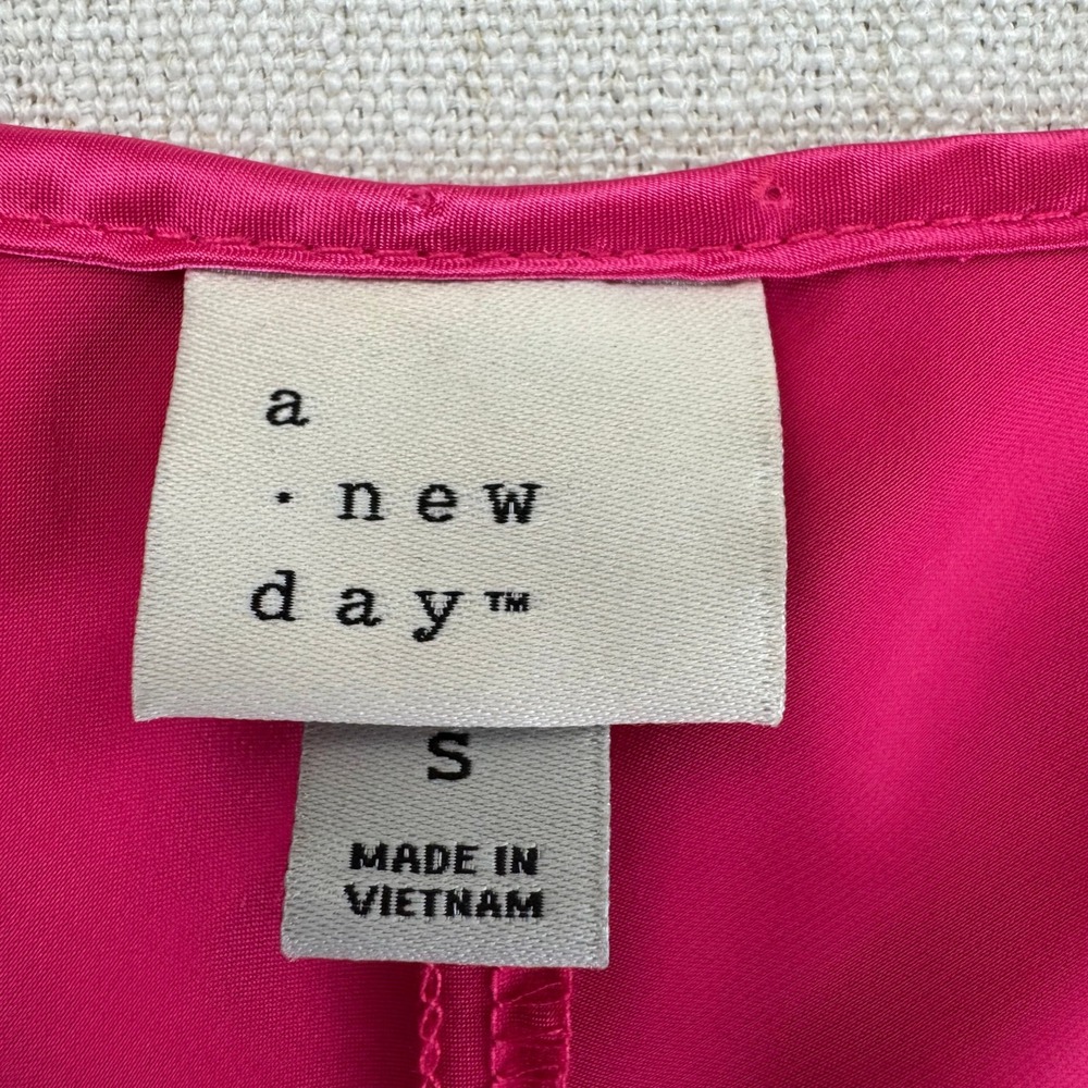 A New Day Hot Pink Satin Ruched Midi Slip Dress‎ Small Y2K Barbiecore Party - Picture 11 of 11
